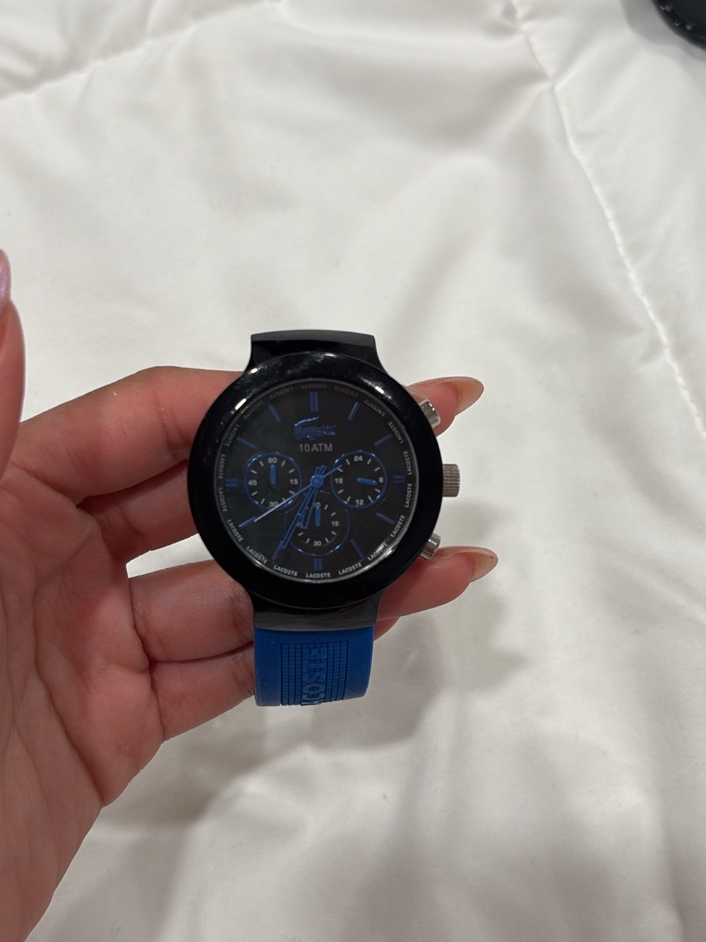 Lacoste Black Case Blue Strap Men's Sport Watch